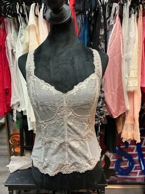 VICTORIA'S SECRET GREY LACE HALTER CORSET CAMI TOPSMALL NWT